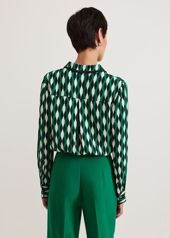 Phase Eight Rita Geo Print Shirts Green Canada | POXVCK-195